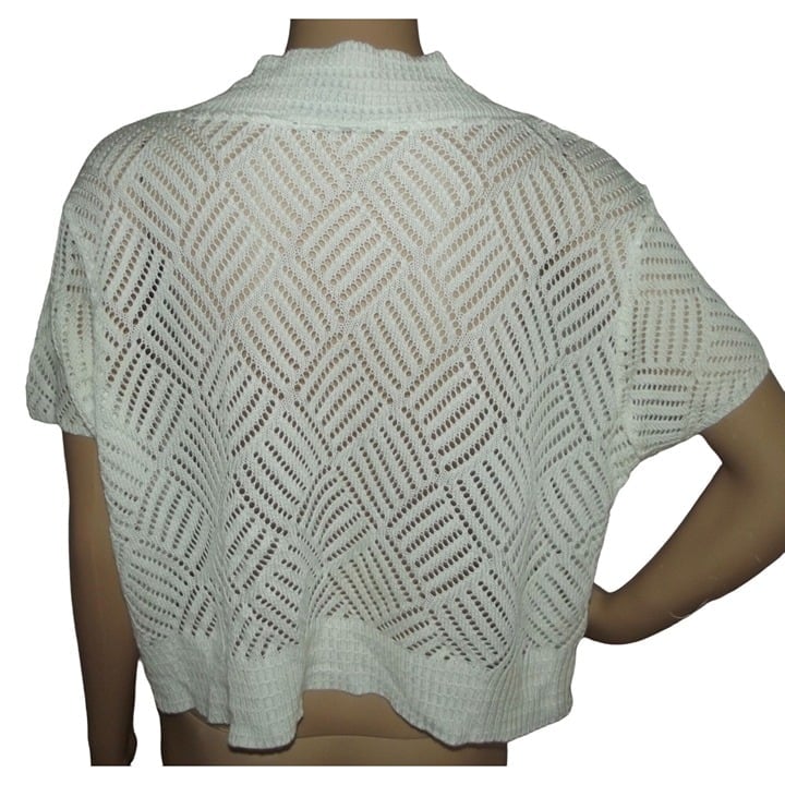 Ultra Flirt Plus 2X Sweater Shrug white knit Short Sleeve bolero open front xxl 820b4BM2L