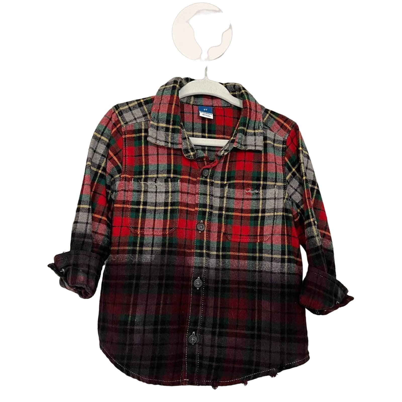 Old Navy flannel red and green button-up size 2T Bh6C6grFG