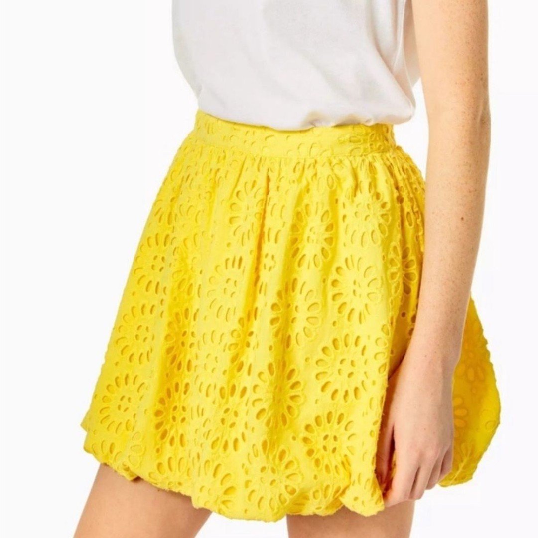 Lilly Pulitzer NWT Leah Skirt Eyelet Lace Cotton Solid Yellow Size 12 B7HBgwF5I