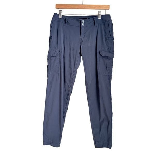 Prana Hiking Pants Sz 4 Gray Jogger Cargo Pockets Draws