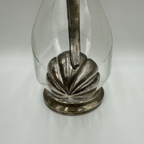 Vintage Duck Form Decanter Wine Carafe Glass & Silver Plate DWdpfJEKW