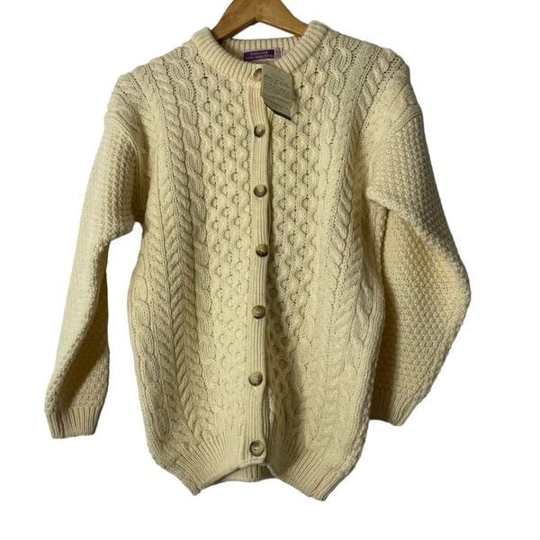 Vintage Highland Home Industries Knit Cream Cardigan Wo
