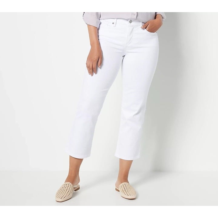 NYDJ Marilyn Straight Crop Jeans in Cool Embrace - Optic White A489394 WHITE 2P CGjm6cI5h