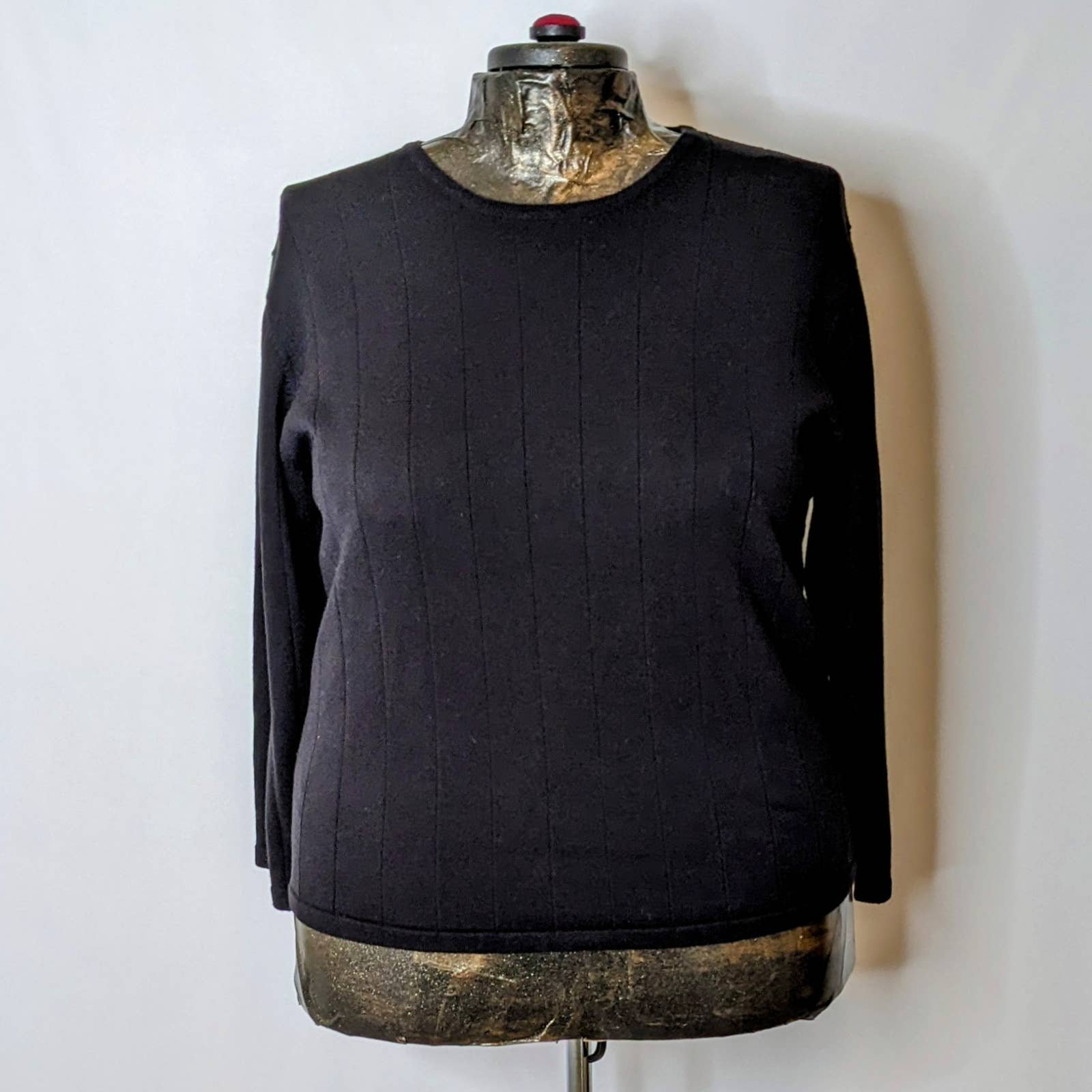 Dress Barn Black Ribbed Cotton Blend Lightweight Sweater 3/4 Sleeves Size 18/20 ggPN0AVV6