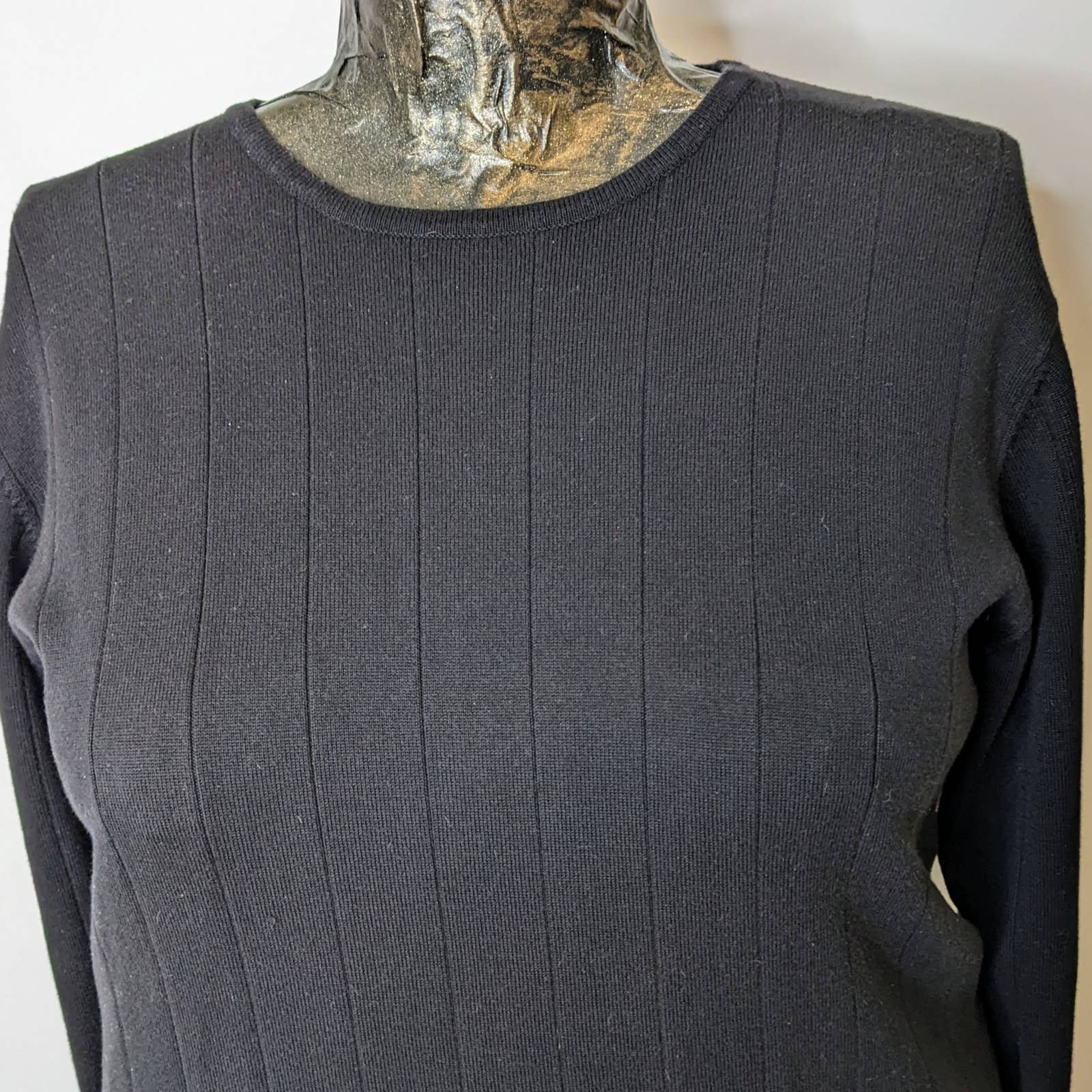 Dress Barn Black Ribbed Cotton Blend Lightweight Sweater 3/4 Sleeves Size 18/20 ggPN0AVV6