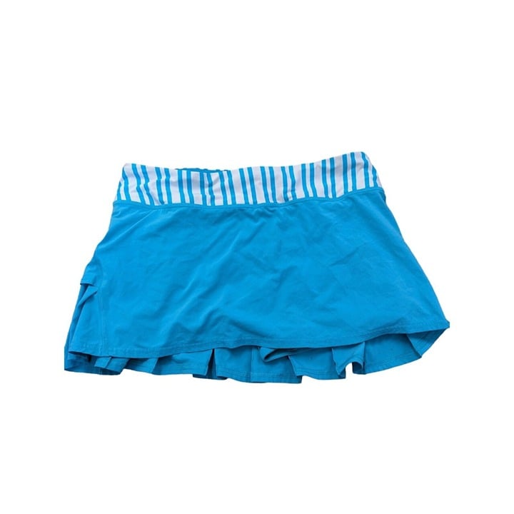 Lululemon Size 6 Run Pace Setter Skirt Teal Blue Stripe