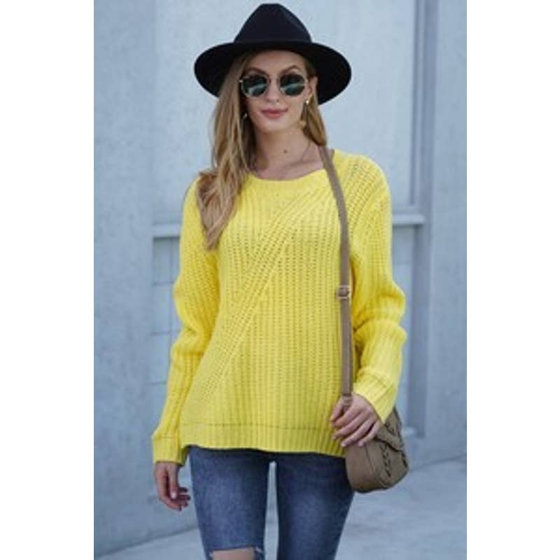 NWT Yellow Cable Knit Crew Neck Sweater FcTEqj0ra