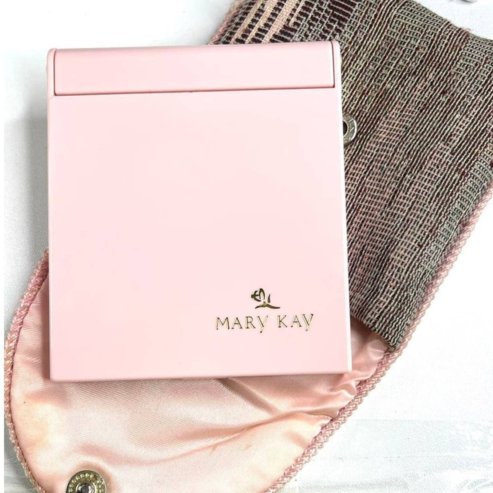 VINTAGE Commercial Compact Mirror & Pouch by MARY KAY Pink F29 0pqPLkBxH