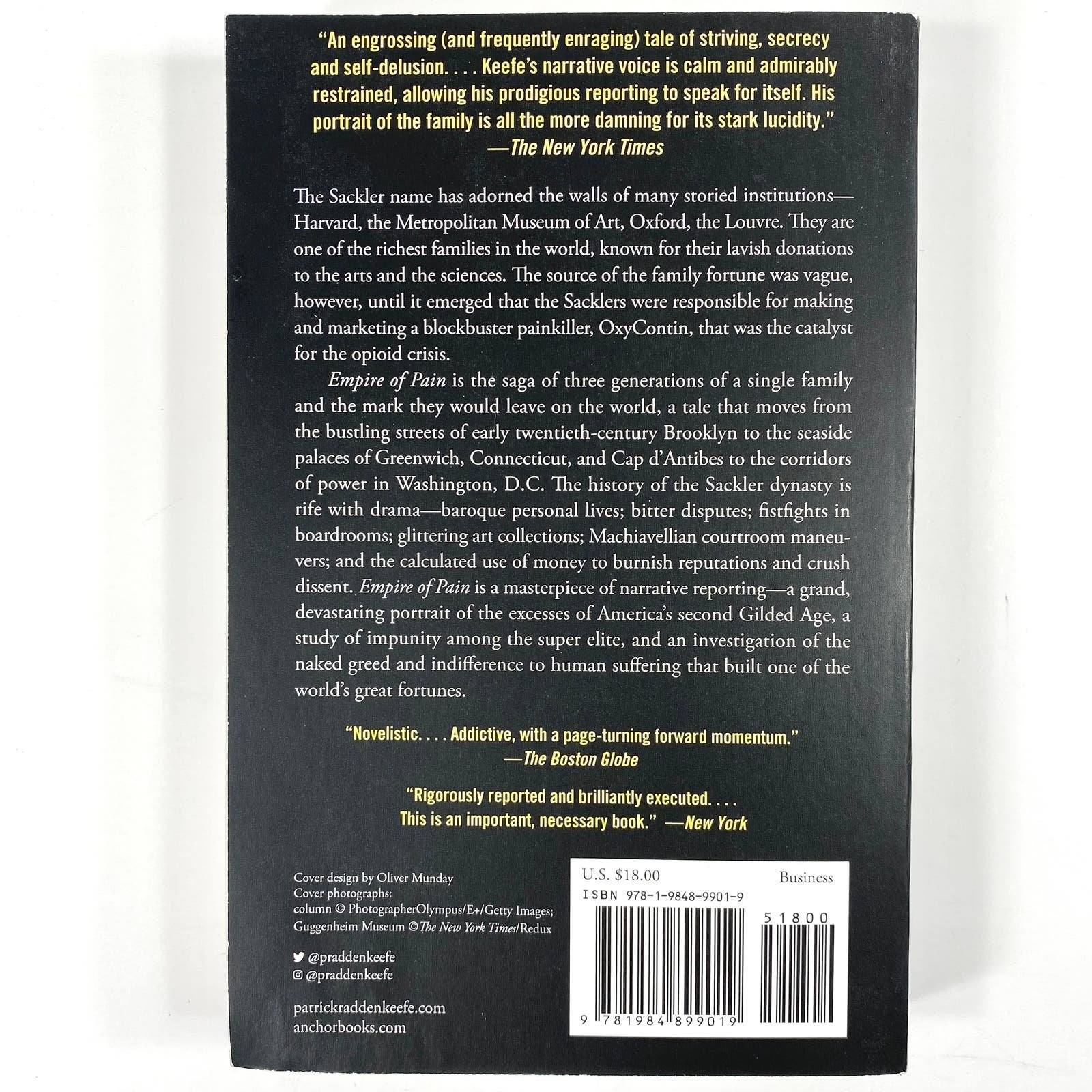 Empire of Pain: Secret History of the Sackler Dynasty- P.R. Keefe PB 2021 1st Ed fs8Aht5se
