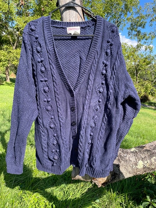 Vintage Cardigan Sweater Navy Large 90´s A8mSpkvAy