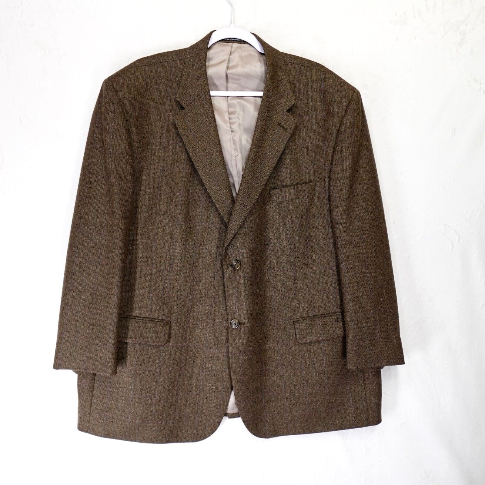 Lauren Ralph Lauren Sport Coat Mens 50 R Brown Wool Herringbone Plaid Blazer 9g9525CvB