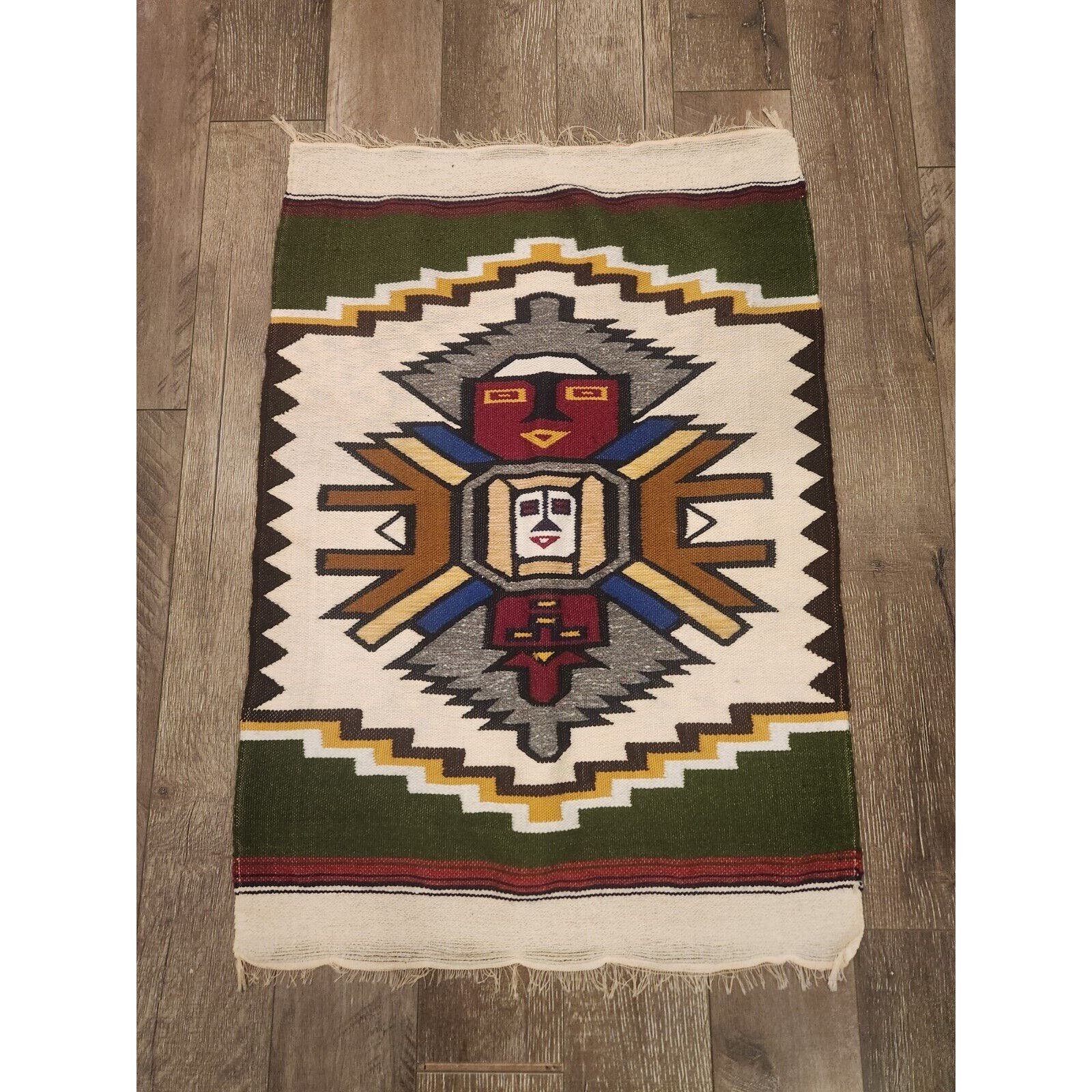 Vtg Native Indigenous Hand Woven Wool Rug / Wall Tapestry Southwestern Art Decor aAiIadSgz