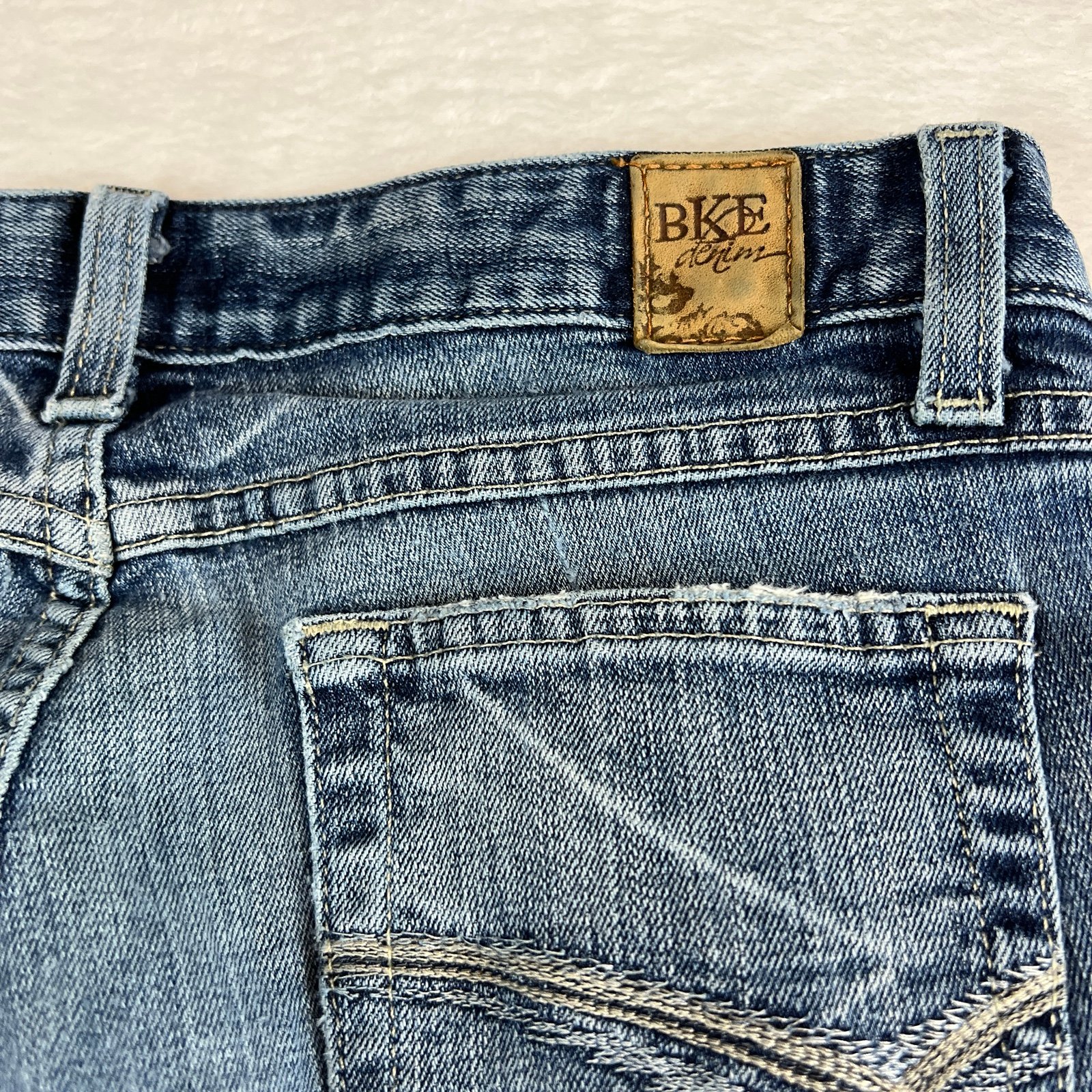 BKE Jeans Men´s 28x31 Blue Bootcut Faded Distressed Medium Wash Stretch Denim Fy5uYqcIc