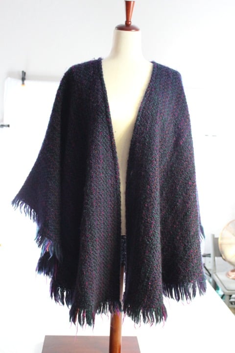 Vintage Weave O the Irish Multicolored Woven Wool Open Shawl Fringe One Size DfLIwqLQC
