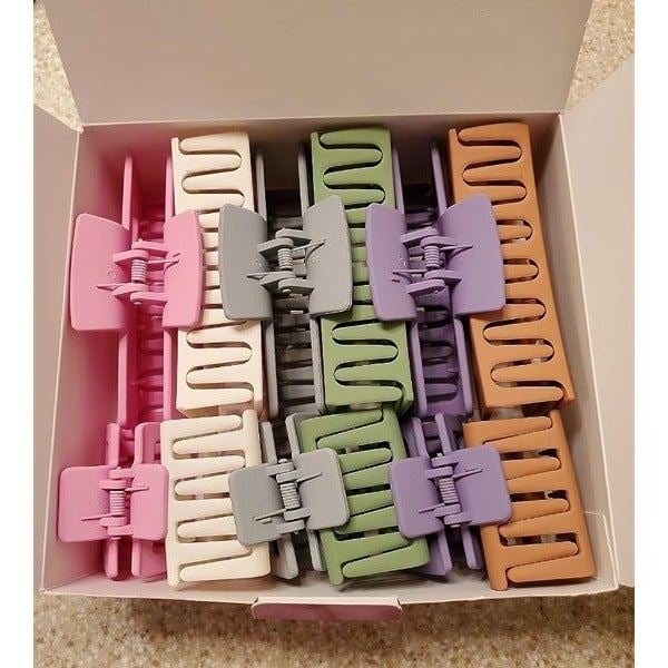 New 12 Pack Non-slip Claw Clips, Big and Small Hair Clips for Women - Colorful 13MZILMjD