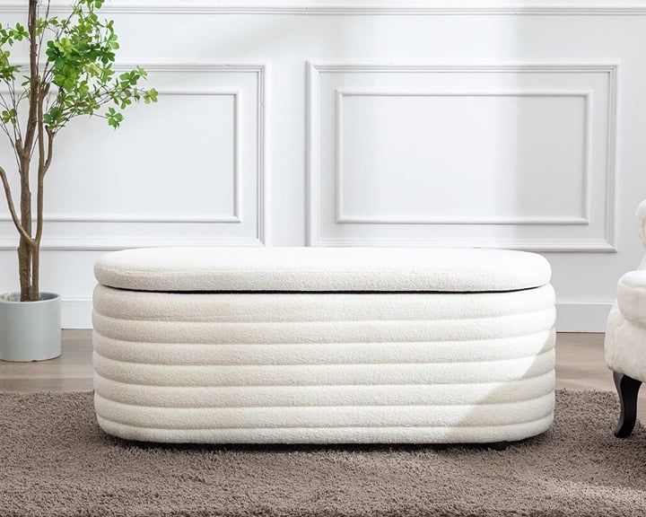 NEW Upholstered Fabric Storage Ottoman Bench gbrUyxDCP