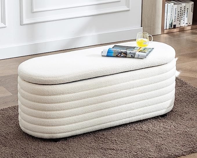 NEW Upholstered Fabric Storage Ottoman Bench gbrUyxDCP