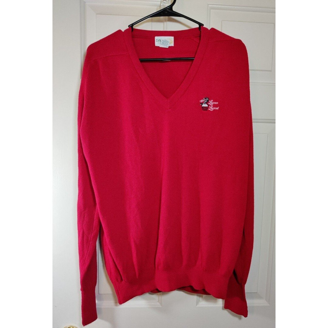 Vintage Izod Lacoste Mens Pullover Sweater Red V Neck Long Sleeve Alligator XL Euf4WFnBr