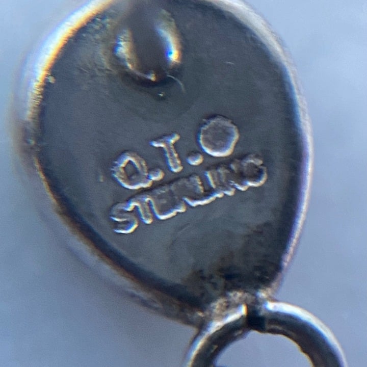 VTG Q.T. Sterling Silver 925 Oval Multi Gemstone Inlay Zuni Bear Dangle Earrings FEQzh7xqd