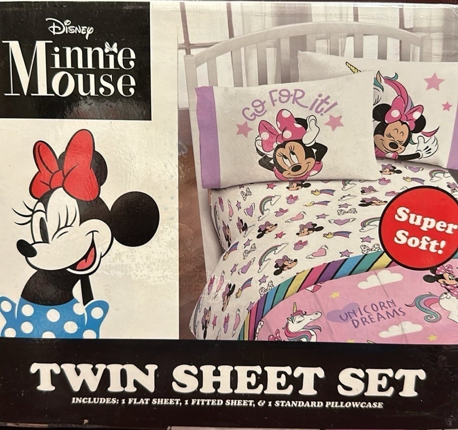 Minnie Mouse Unicorn Twin comforter 3pc  Sheets Set dRj