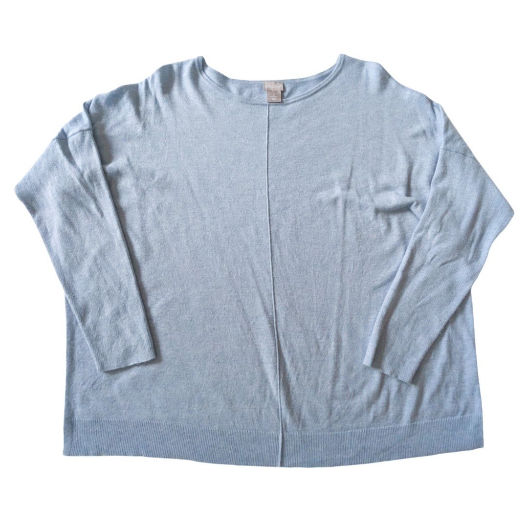 CHICO´S Baby Blue Cashmere Blend Drop Shoulder Tunic Top Size L (2) 0YfiquOxR
