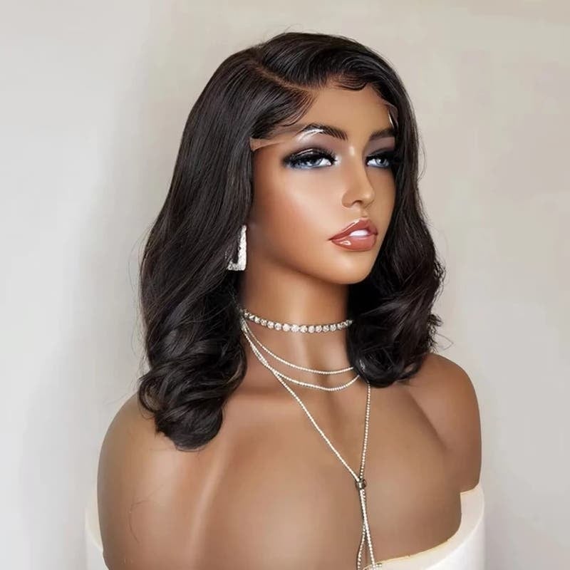 Curly Bob Side Part Wig 13x4 Lace Front Human Hair Wig CCGCg8dIS