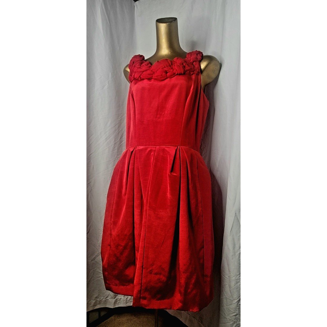 Red Taylor Dress SZ 14 Fit & Flare with Pockets GE50rOOFZ