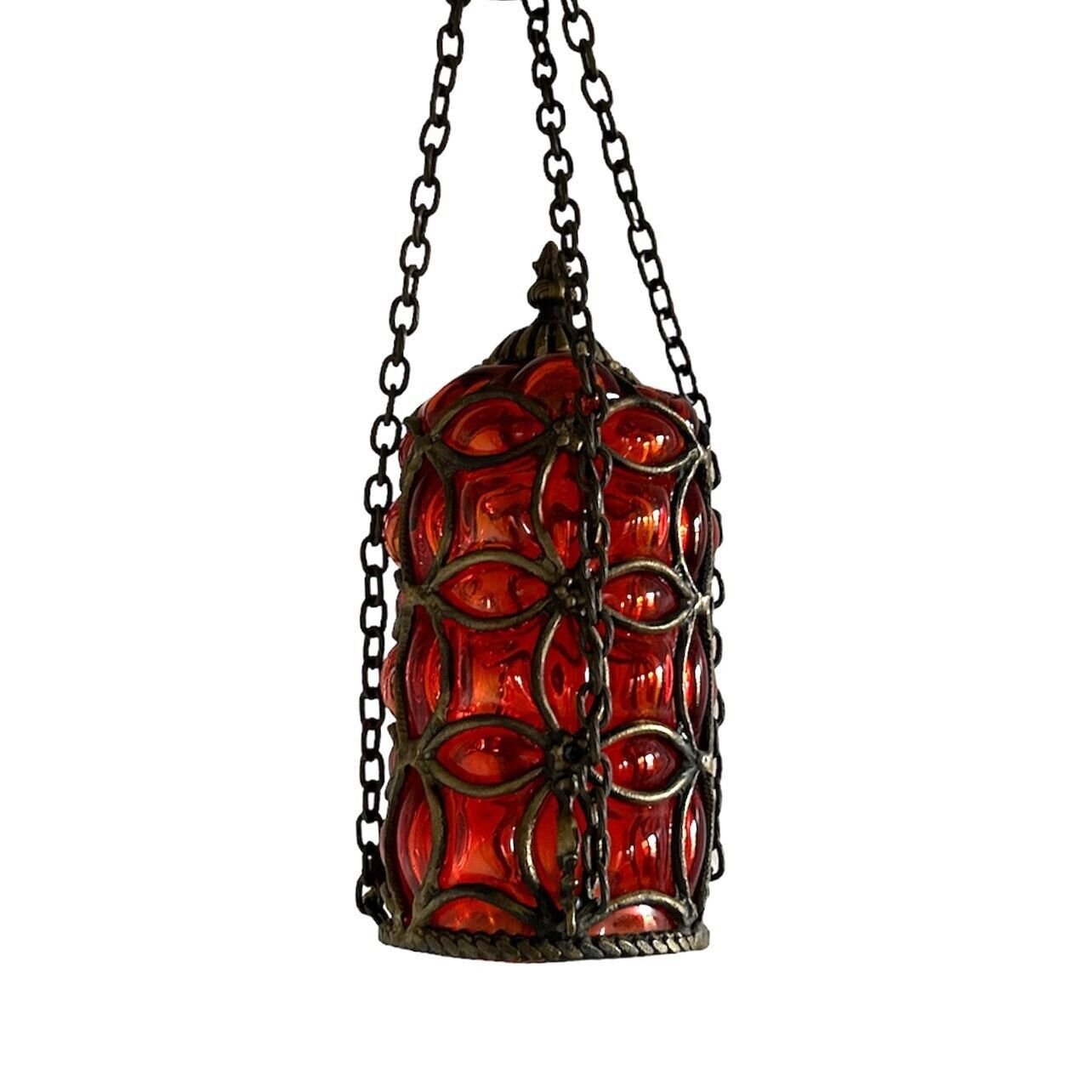 1950´s Hanging Venetian Rudy Red Seguso (Possibly Murano) Glass Fixture 7XwhJ463x