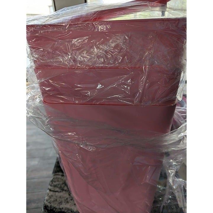 3 Pack Bathroom Trash Can with Lid,10L / 2.6 Gallon Slim Wastebasket - Pink GdzAYVKfe