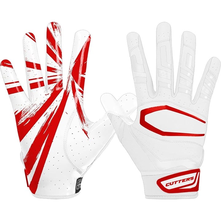 CUTTERS Football Rev Pro 3.0 Receiver Gloves Adult Large White Red Burst cwgvS19Fq