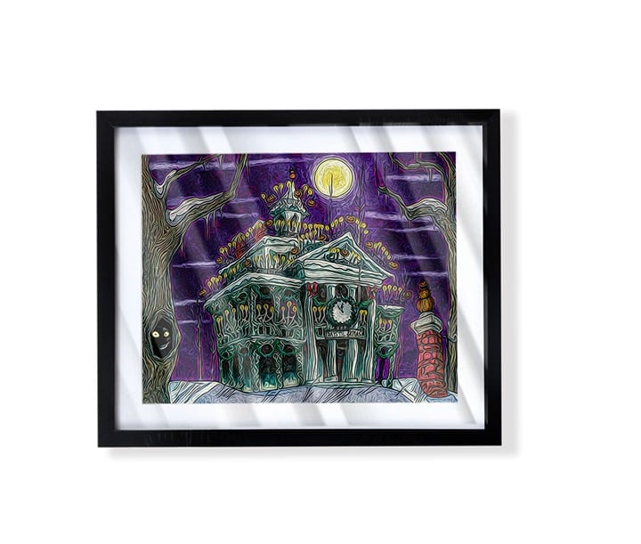 Art Piece of disneyland´s Haunted Mansion halloween Christmas art on fram Cov1C2DhF