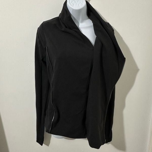 Lululemon BHAKTI Yoga Sz 6 Wrap Jacket Womens Black LS Double Zip Collar  A619 8CubGSKZm