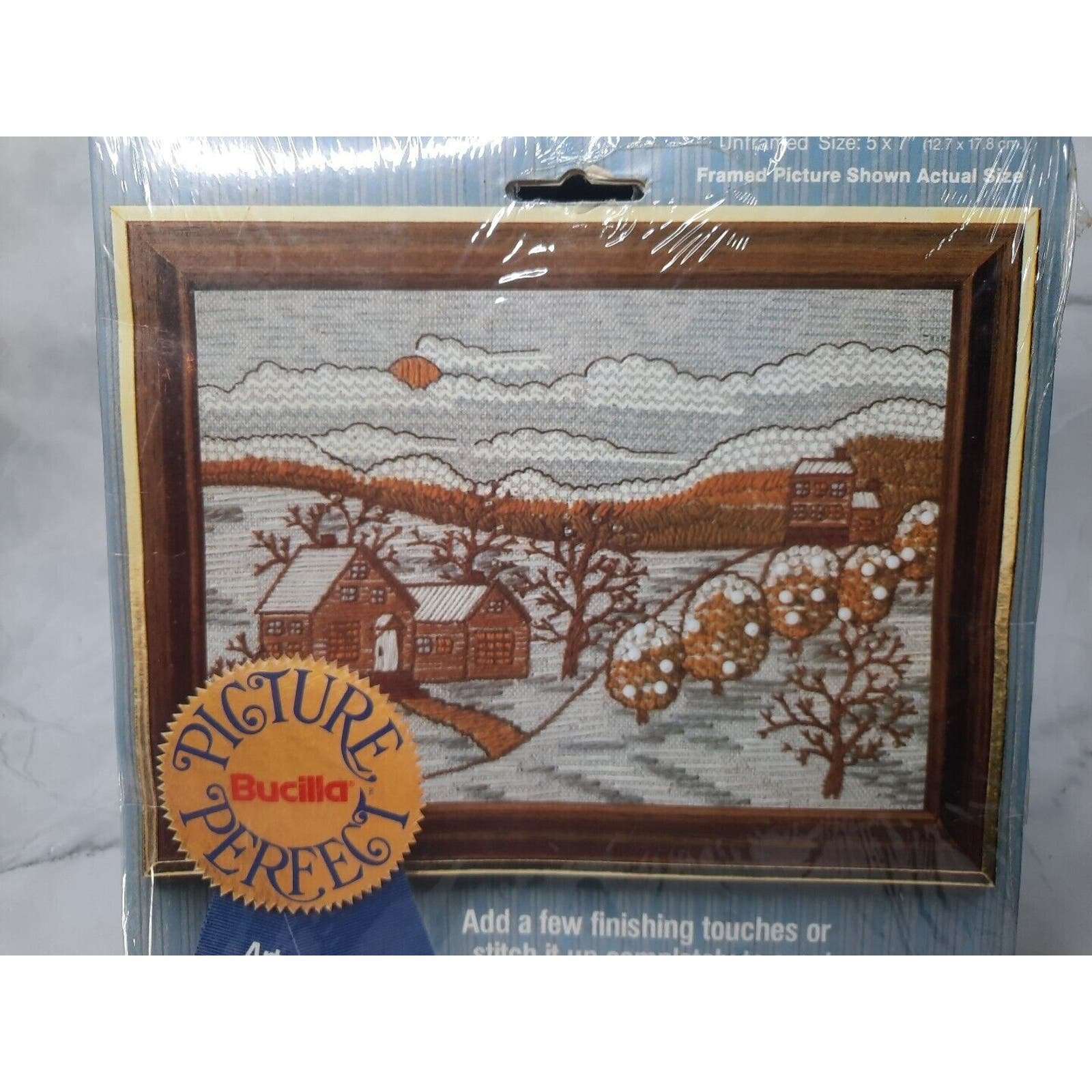 Bucilla Picture Perfect Art Stitchery Kit Country Winter 5x7 Vintage Farm 2ejQoF2wp