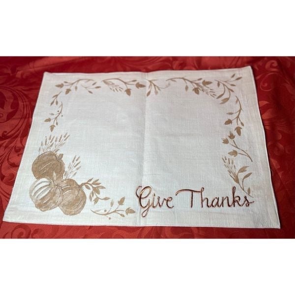 “Give Thanks” NEW! Abundant Autumn Style Placemat Thank