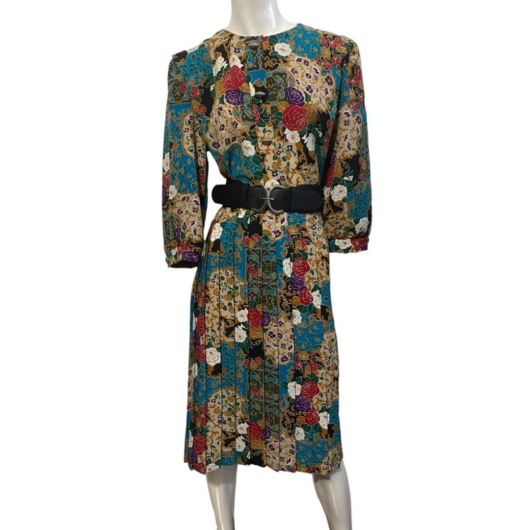 BRELI Originals Womens Vintage Floral Midi Dress ILGWU 