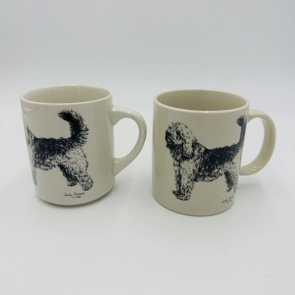 Cindy Farmer Coffee Mug Otterhound Dog Set 2 Serveware Ceramics Vintage dXamUANyv