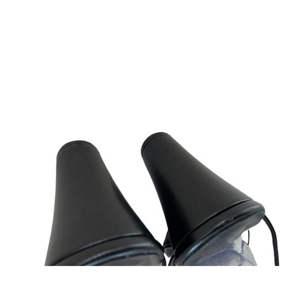 TEXAS PARIS transparent Clear Strap wedge Size 41 Black Leather PVC band Barbie FSrvhZM5g