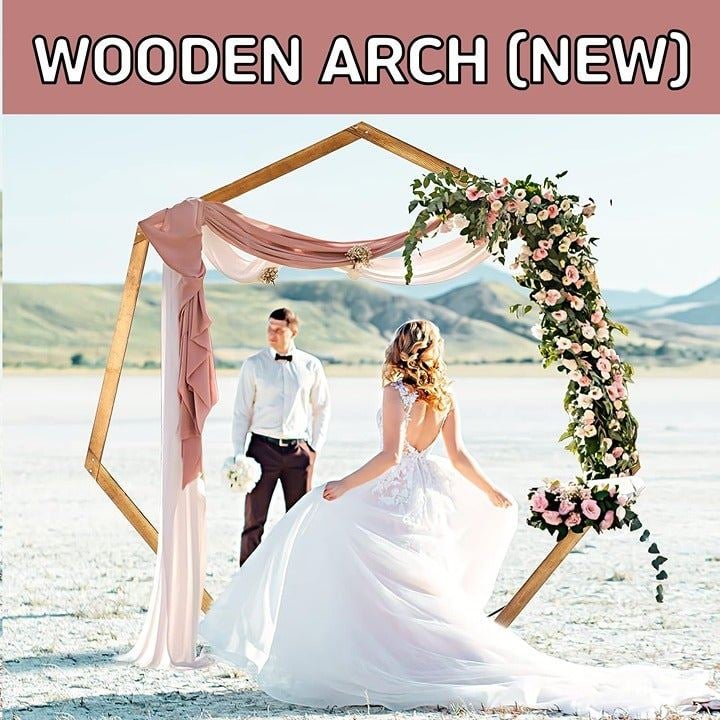 Heptagonal Rustic Wooden Arch (7.2FT) Wedding Arch Cere