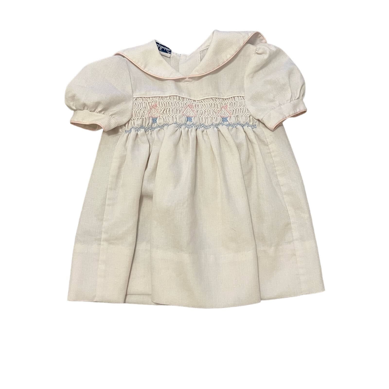 Vintage Polly Flinders Girls Smocked Dress (no size tag) 8kJKCCWDF
