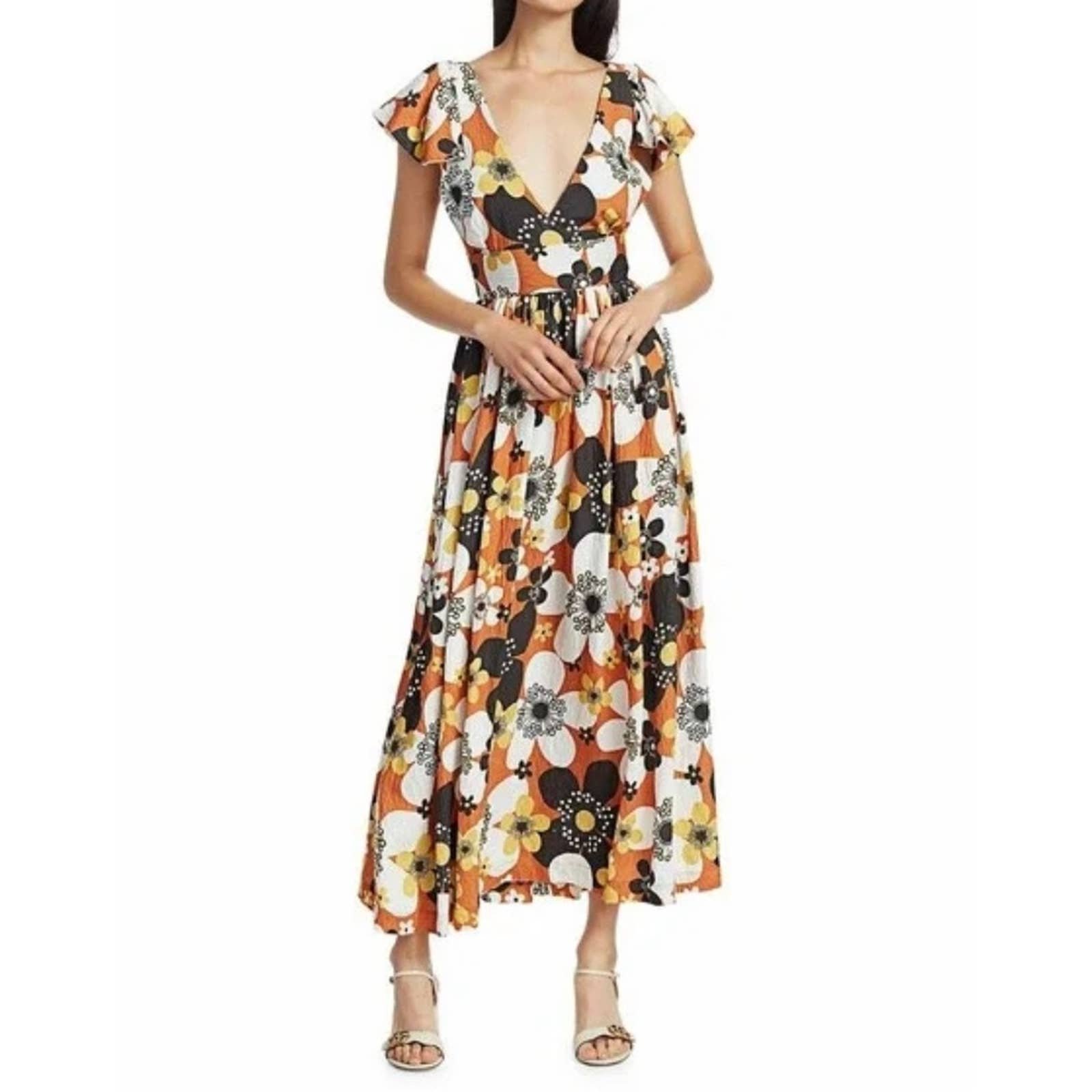 Dodo Bar Or Jenny Brown Floral Long Maxi Dress Size: XS