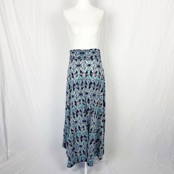 Renee C. Maxi skirt size small geometric print blue nav
