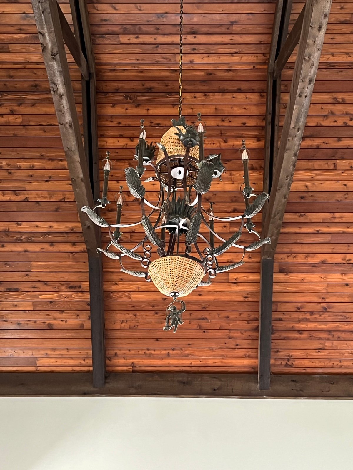 maitland-smith bronze and rattan chandelier 6Rgx0dZnd