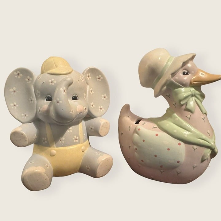 Mother Goose And Baby Elephant Piggy Bank By Enesco Vintage Baby Room 1f11mTuuY