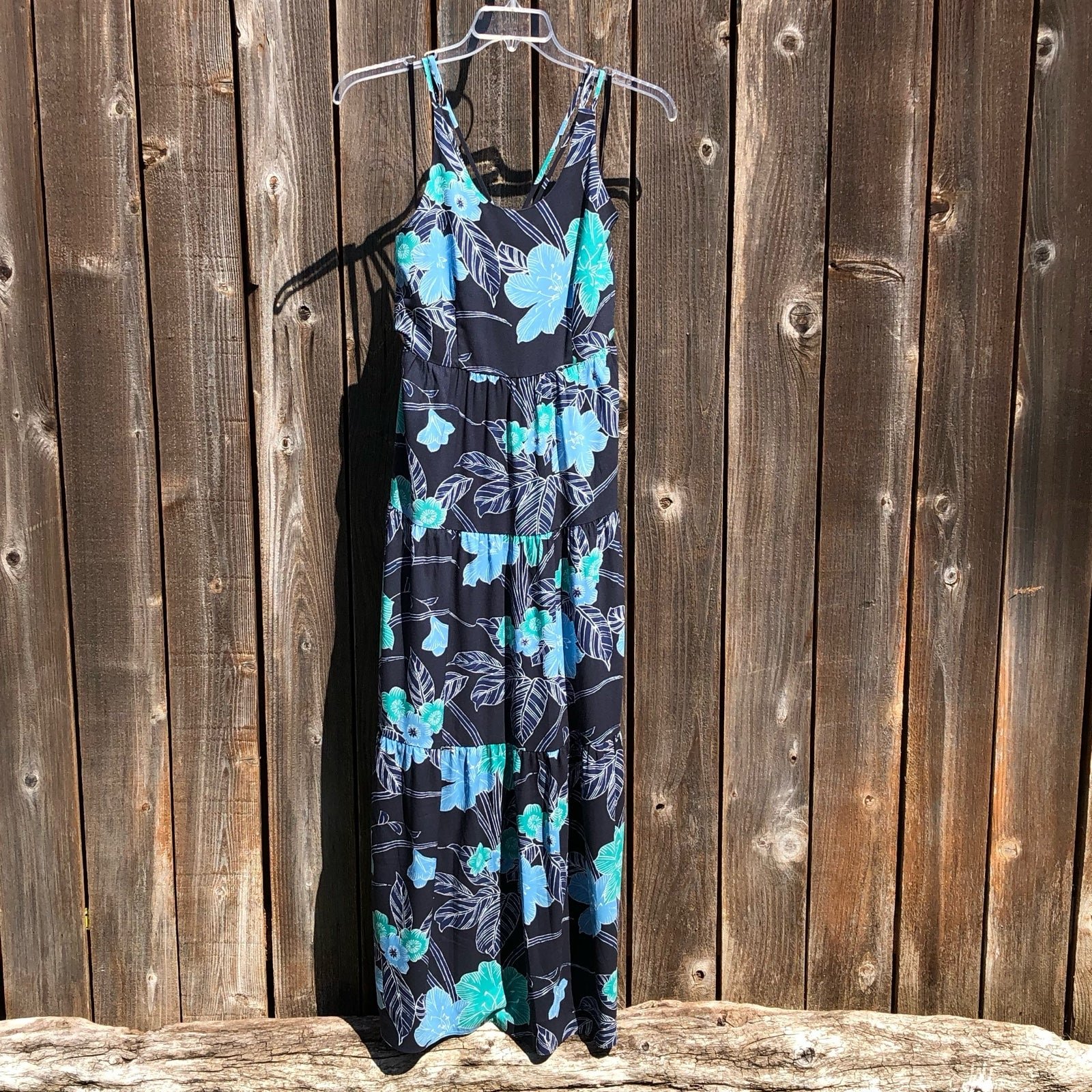 Ann Taylor Loft blue floral summer dress size 4 Gie8VmDJM
