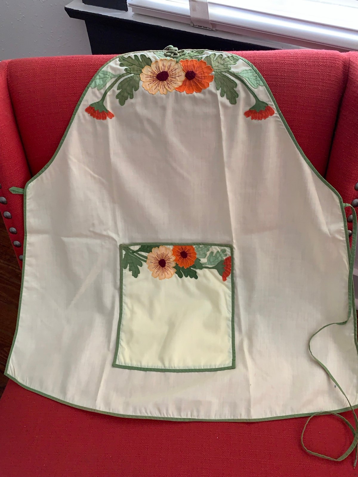 Vintage apron, hand stitched cut work, Taiwan dv1RbMoT0