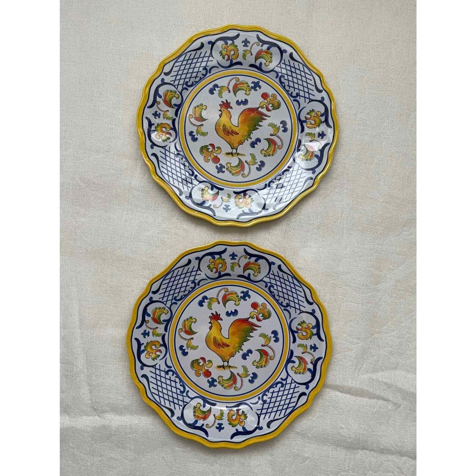 Set of 2 Plastic Rooster Dinner Plates 8.5” Diameter 933PB4dOu