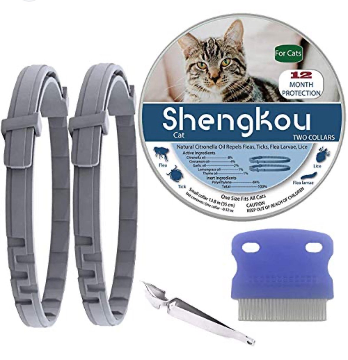 Shengkou Flea and Tick Two Collars For Cats Natural Treatment Prevention New 5ntIIKCaB