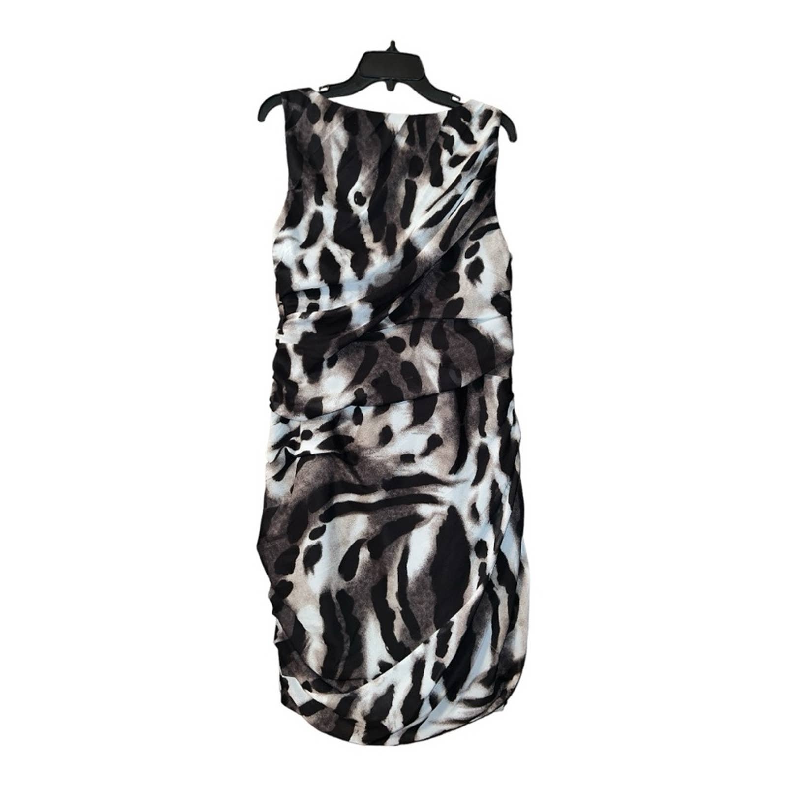Ann Taylor Spotted Cheetah Print Ruched Draped Sheath Dress Womens Size 14 3TZX1MiBx
