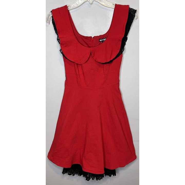 Hot Topic Dress Small Red Black Lace Punk Rockabilly Go