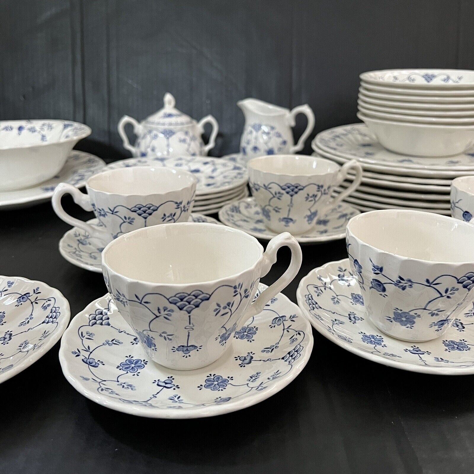 MYOTT STAFFORDSHIRE FINLANDIA TABLE WEAR TEA DINNER SET blue White CHINA 40 pcs dYG2vm4iM